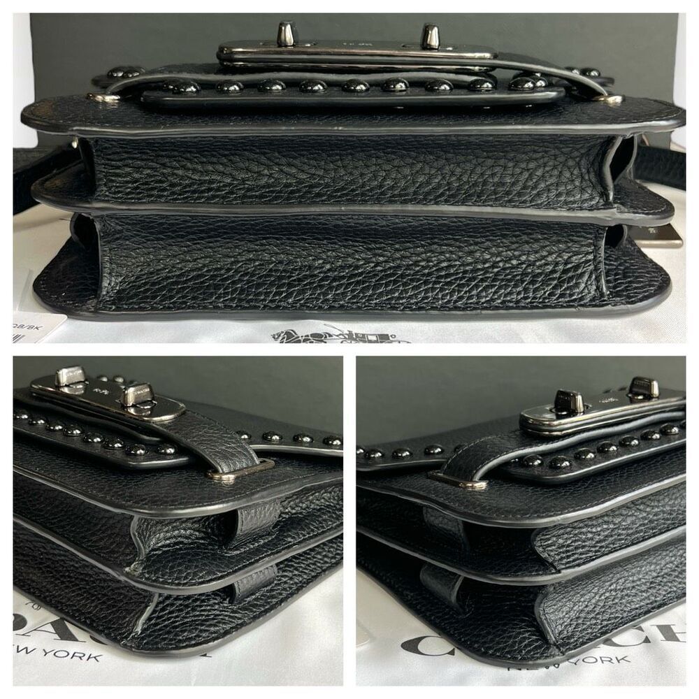 🖤🩶Coach Swagger Saddle / Shoulder Bag Black w/ Rivets & Gunmetal Hardware $400 - Picture 9 of 17